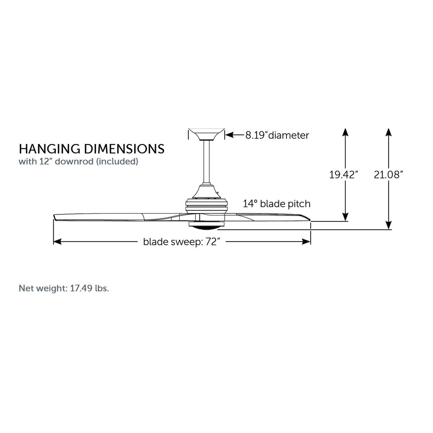 Fanimation - MAD6721GR - Motor - Spitfire - Matte Greige
