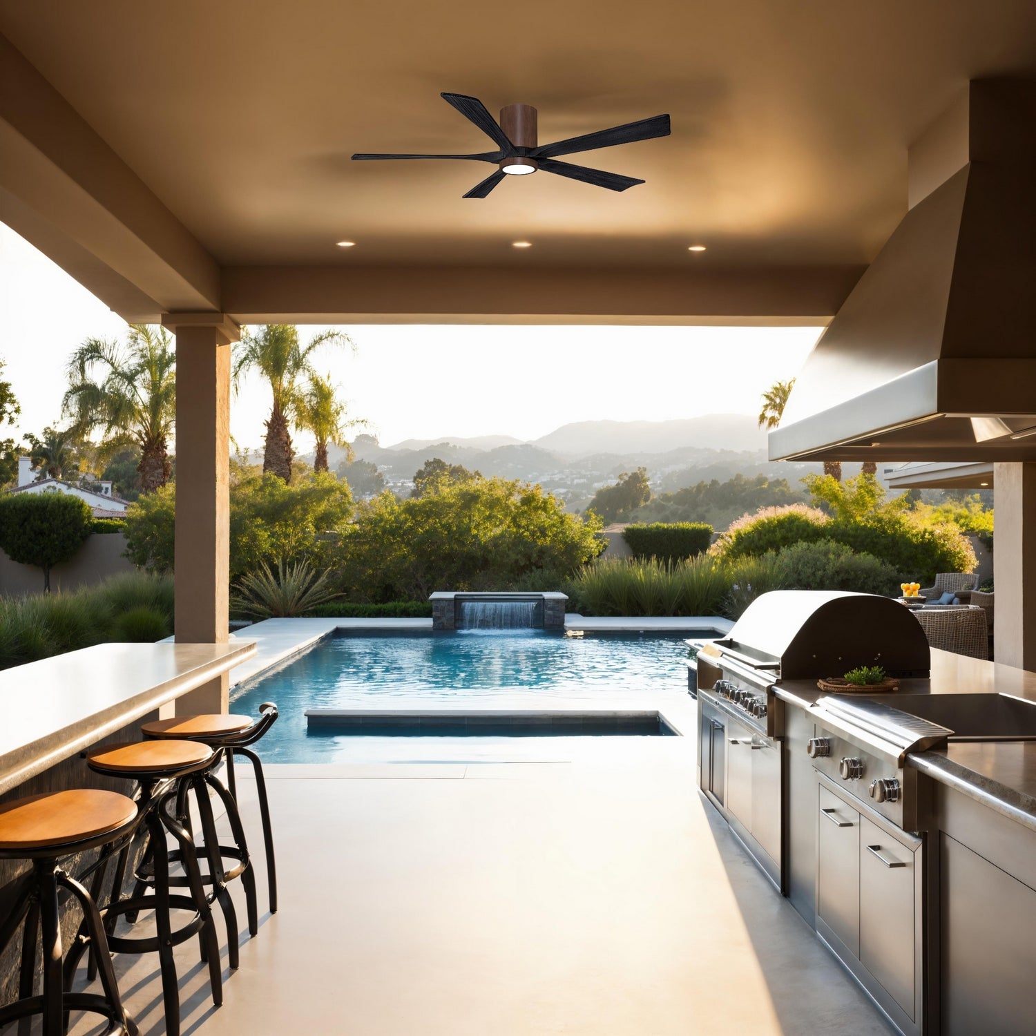 Matthews Fan Company - IR5HLK-WN-BK-60 - 60"Ceiling Fan - Irene-5HLK - Walnut