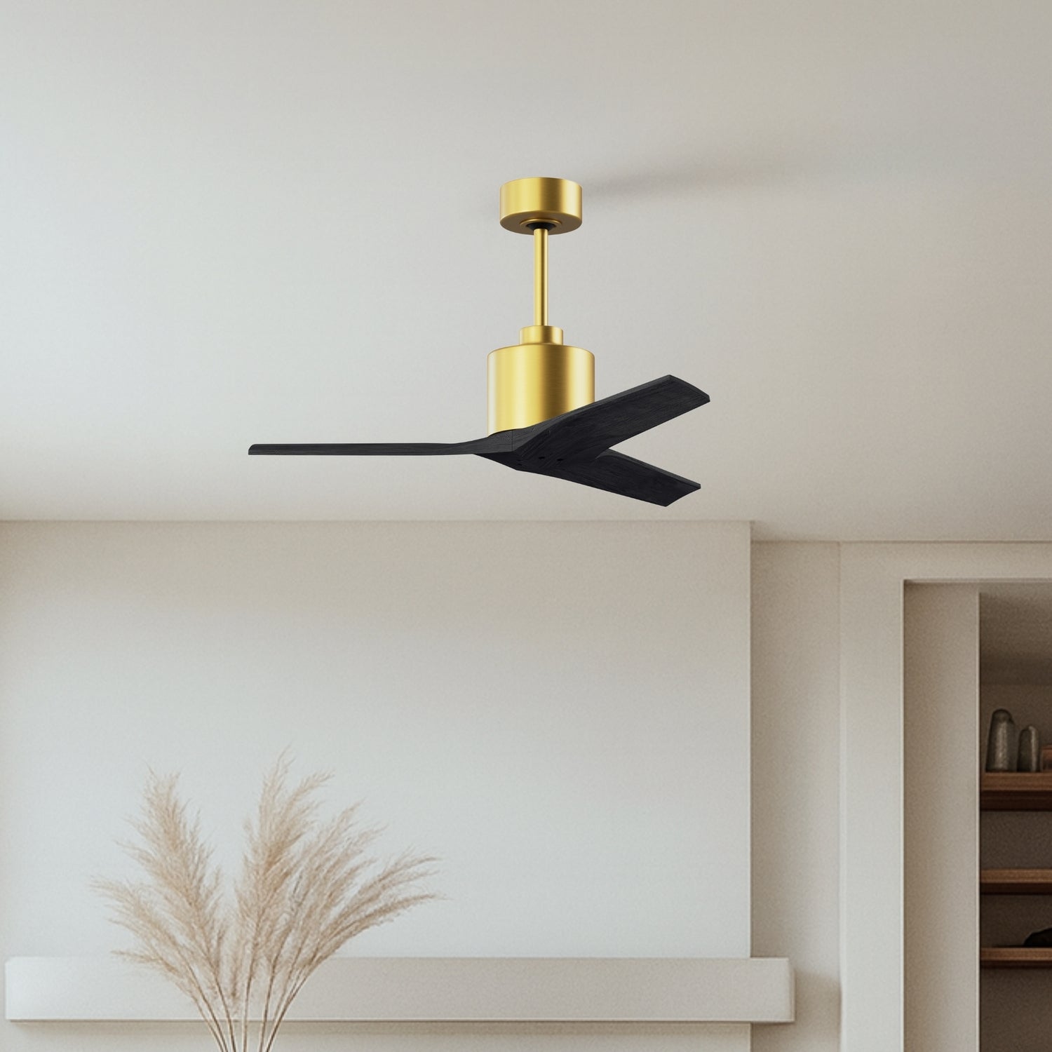 Matthews Fan Company - MW-BRBR-BK-42 - 42"Ceiling Fan - Mollywood - Brushed Brass