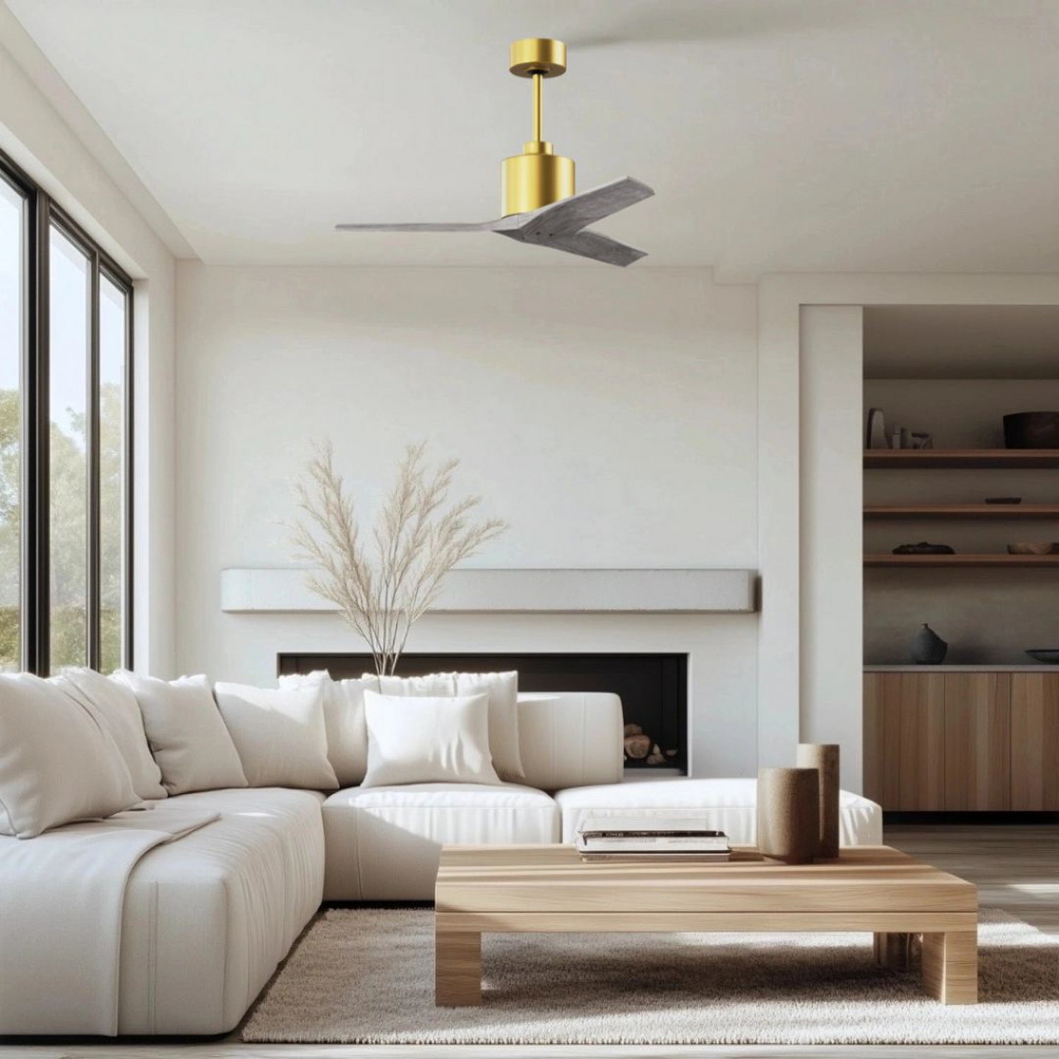 Matthews Fan Company - MW-BRBR-BW-42 - 42"Ceiling Fan - Mollywood - Brushed Brass