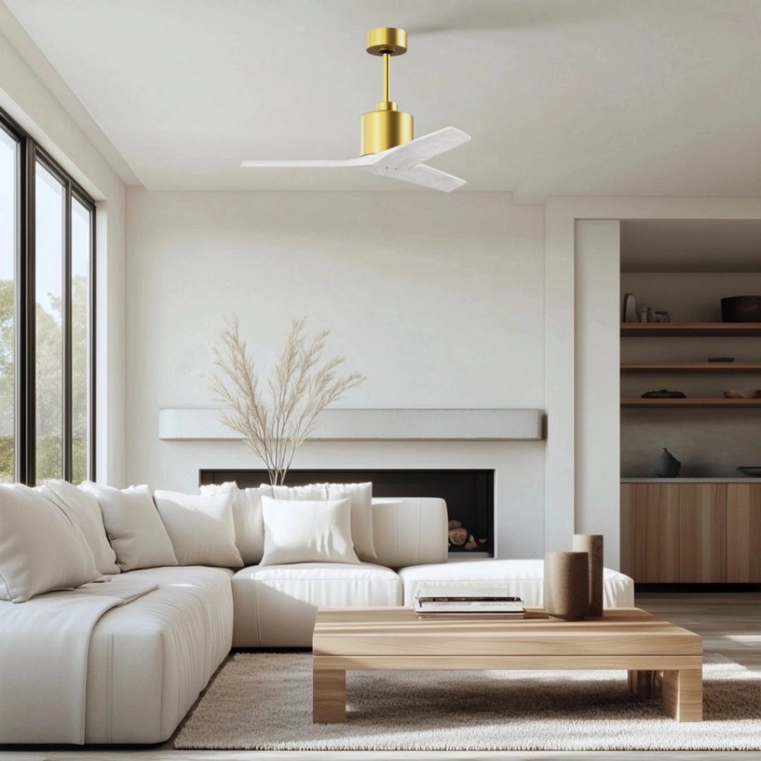 Matthews Fan Company - MW-BRBR-MWH-42 - 42"Ceiling Fan - Mollywood - Brushed Brass