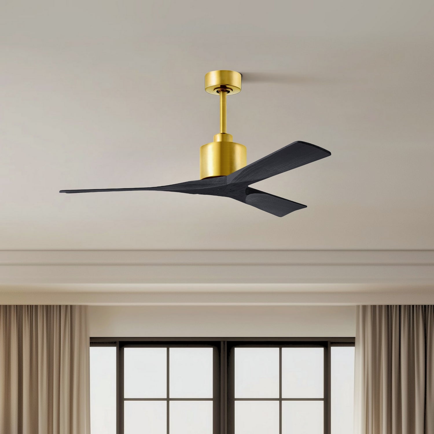 Matthews Fan Company - NK-BRBR-BK-52 - 52"Ceiling Fan - Nan - Brushed Brass