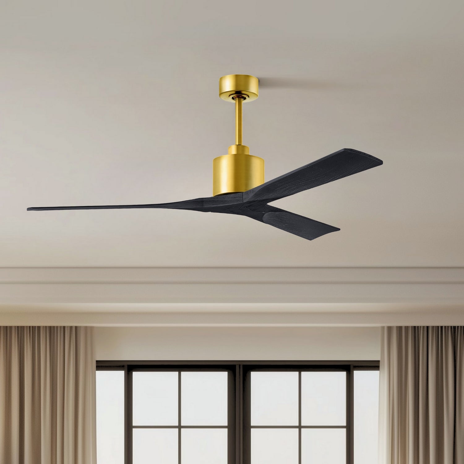 Matthews Fan Company - NK-BRBR-BK-60 - 60"Ceiling Fan - Nan - Brushed Brass