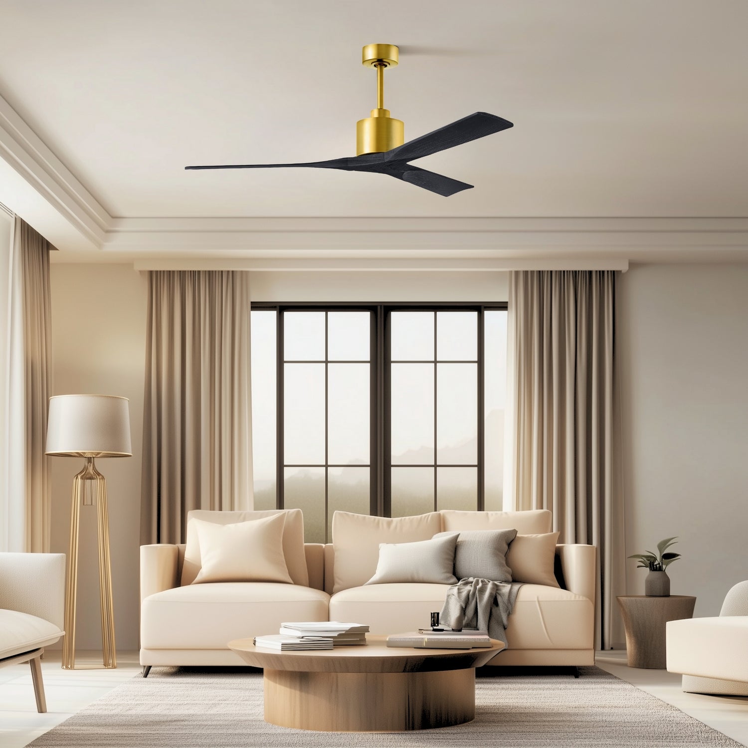 Matthews Fan Company - NK-BRBR-BK-60 - 60"Ceiling Fan - Nan - Brushed Brass