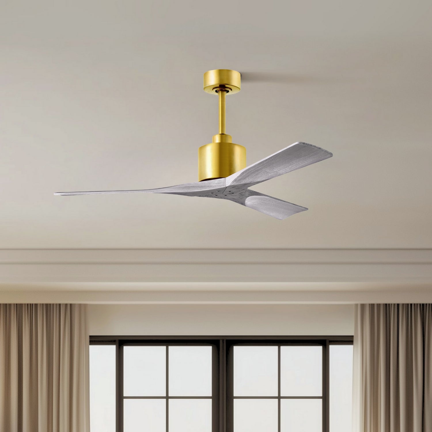 Matthews Fan Company - NK-BRBR-BW-52 - 52"Ceiling Fan - Nan - Brushed Brass