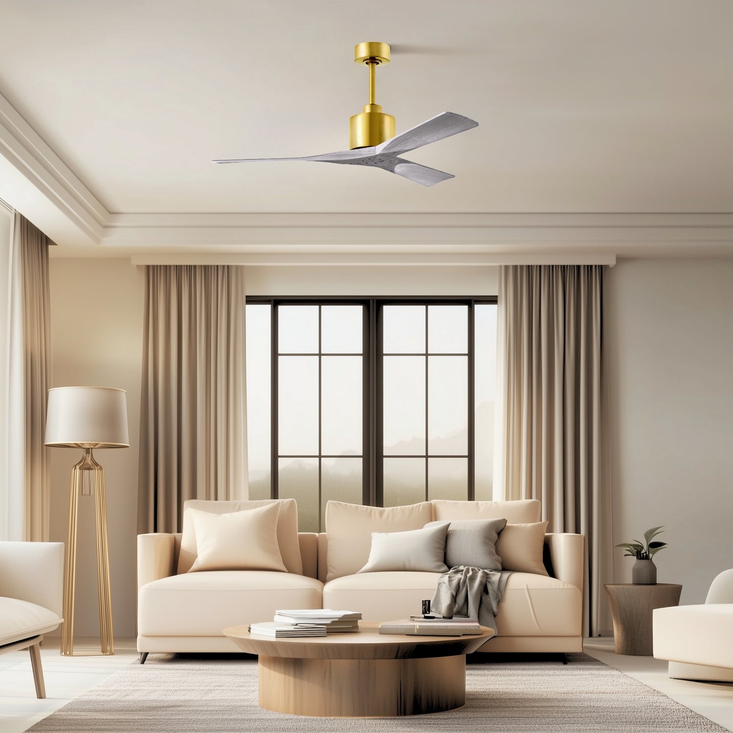 Matthews Fan Company - NK-BRBR-BW-52 - 52"Ceiling Fan - Nan - Brushed Brass