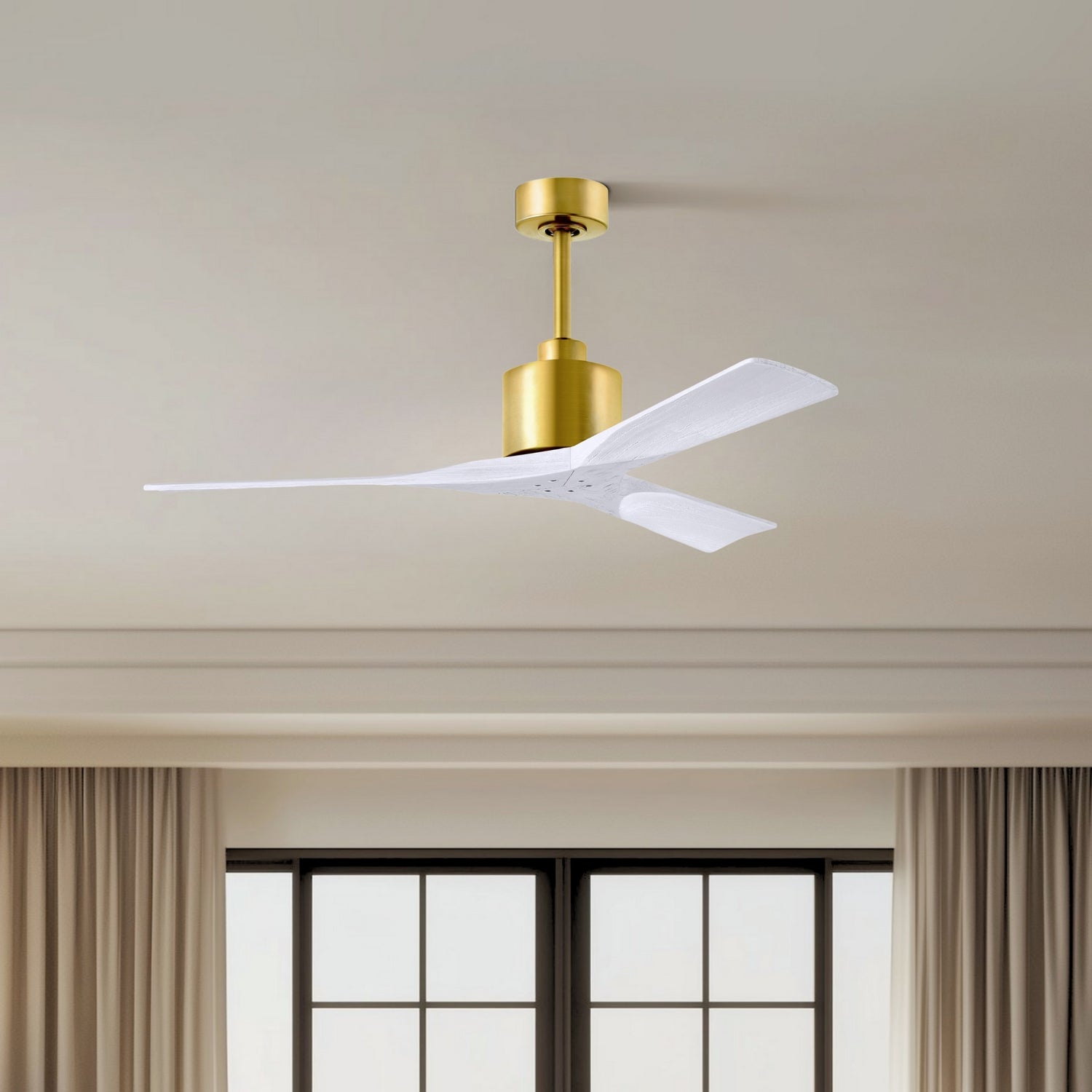 Matthews Fan Company - NK-BRBR-MWH-52 - 52"Ceiling Fan - Nan - Brushed Brass