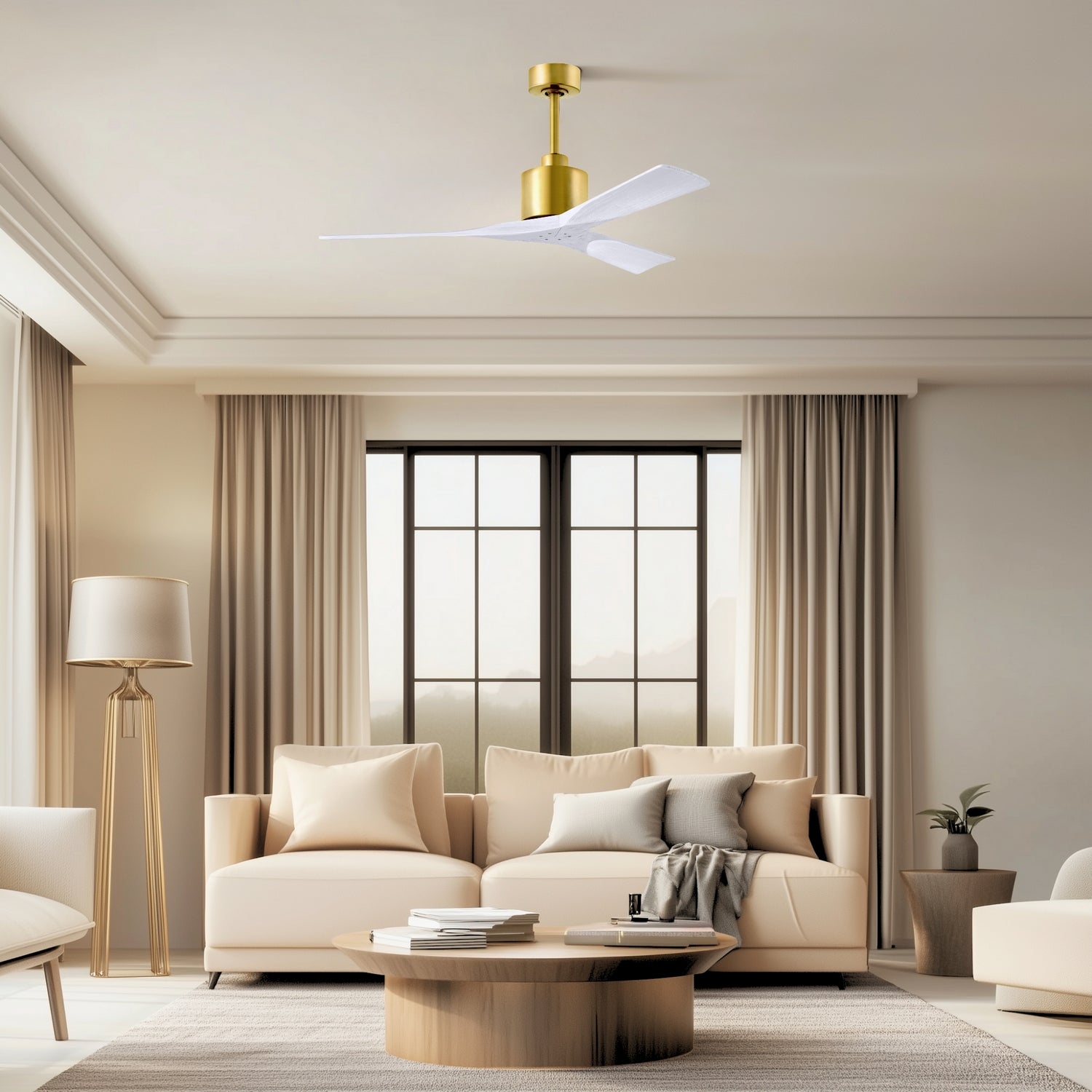 Matthews Fan Company - NK-BRBR-MWH-52 - 52"Ceiling Fan - Nan - Brushed Brass