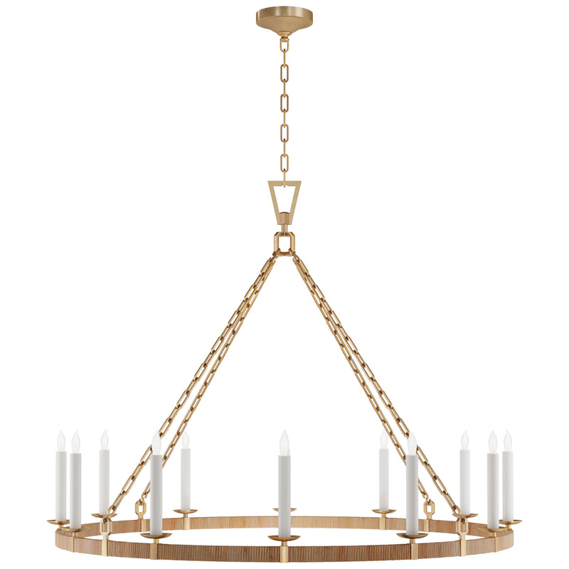 Visual Comfort Signature - CHC 5874AB/NRT - LED Chandelier - Darlana Wrapped - Antique-Burnished Brass and Natural Rattan