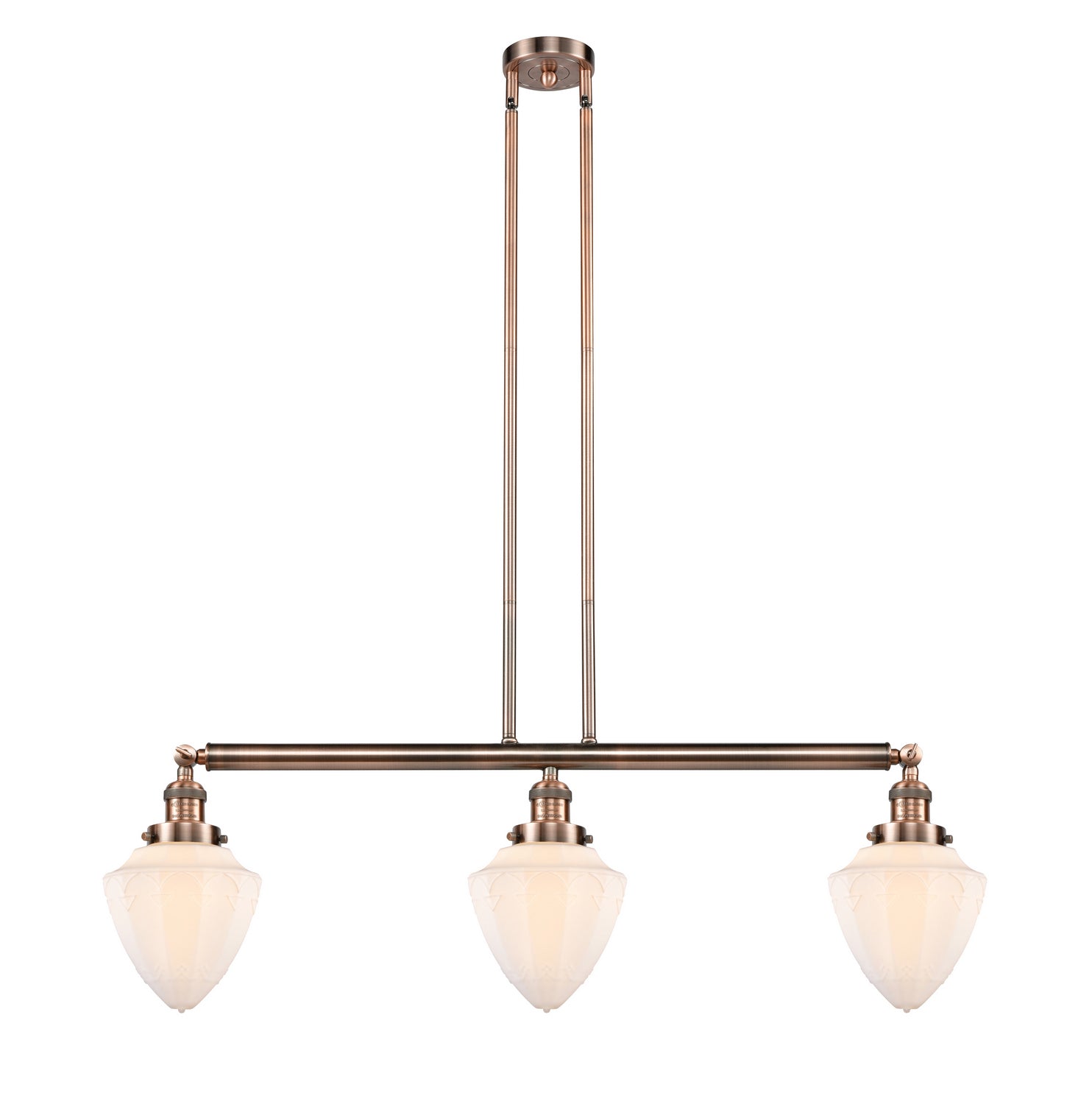 Innovations - 213-AC-G661-7 - Three Light Island Pendant - Franklin Restoration - Antique Copper