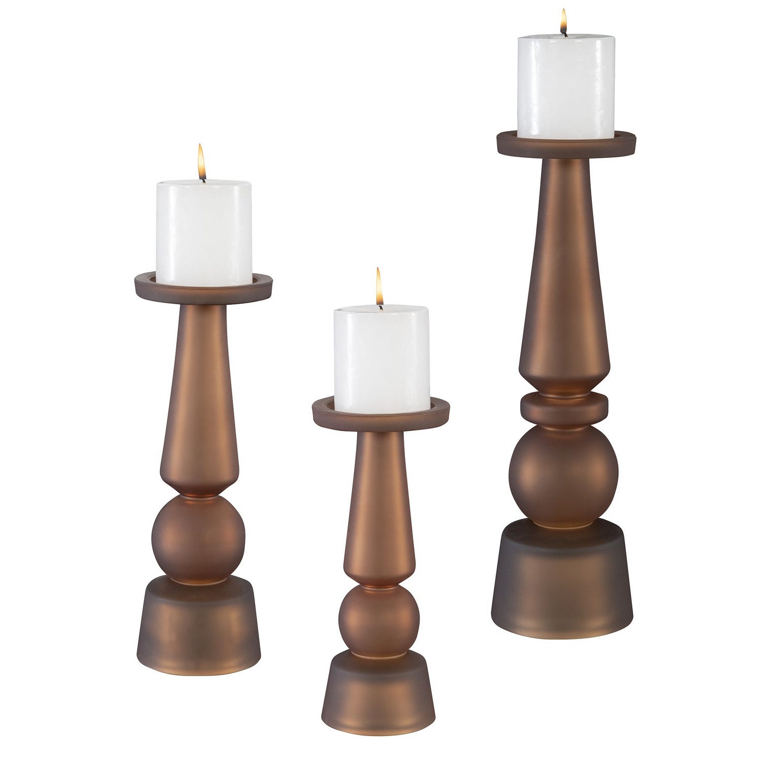 Uttermost - 18045 - Candleholders, S/3 - Cassiopeia - Matte Butter Rum Glass