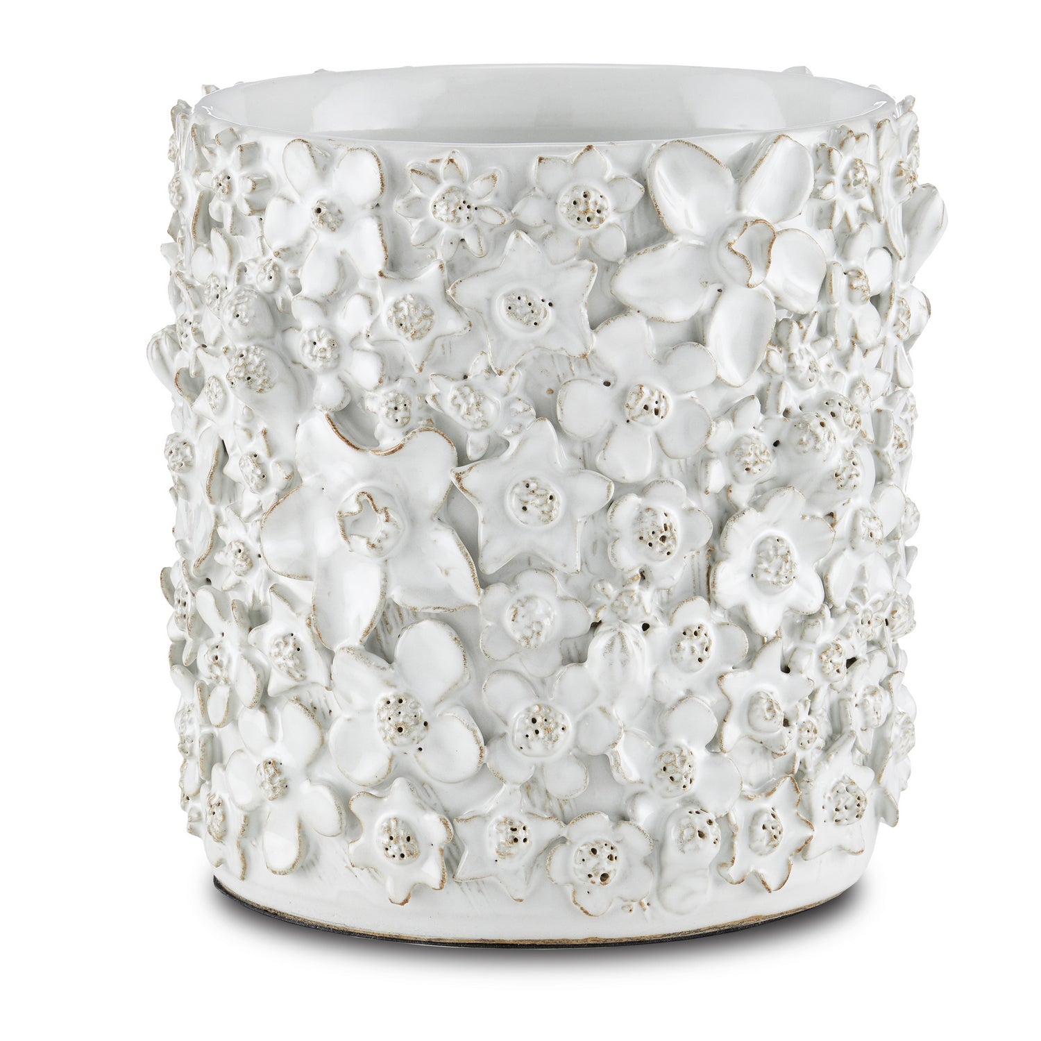 Currey and Company - 1200-0628 - Cachepot - Jessamine Collection - White
