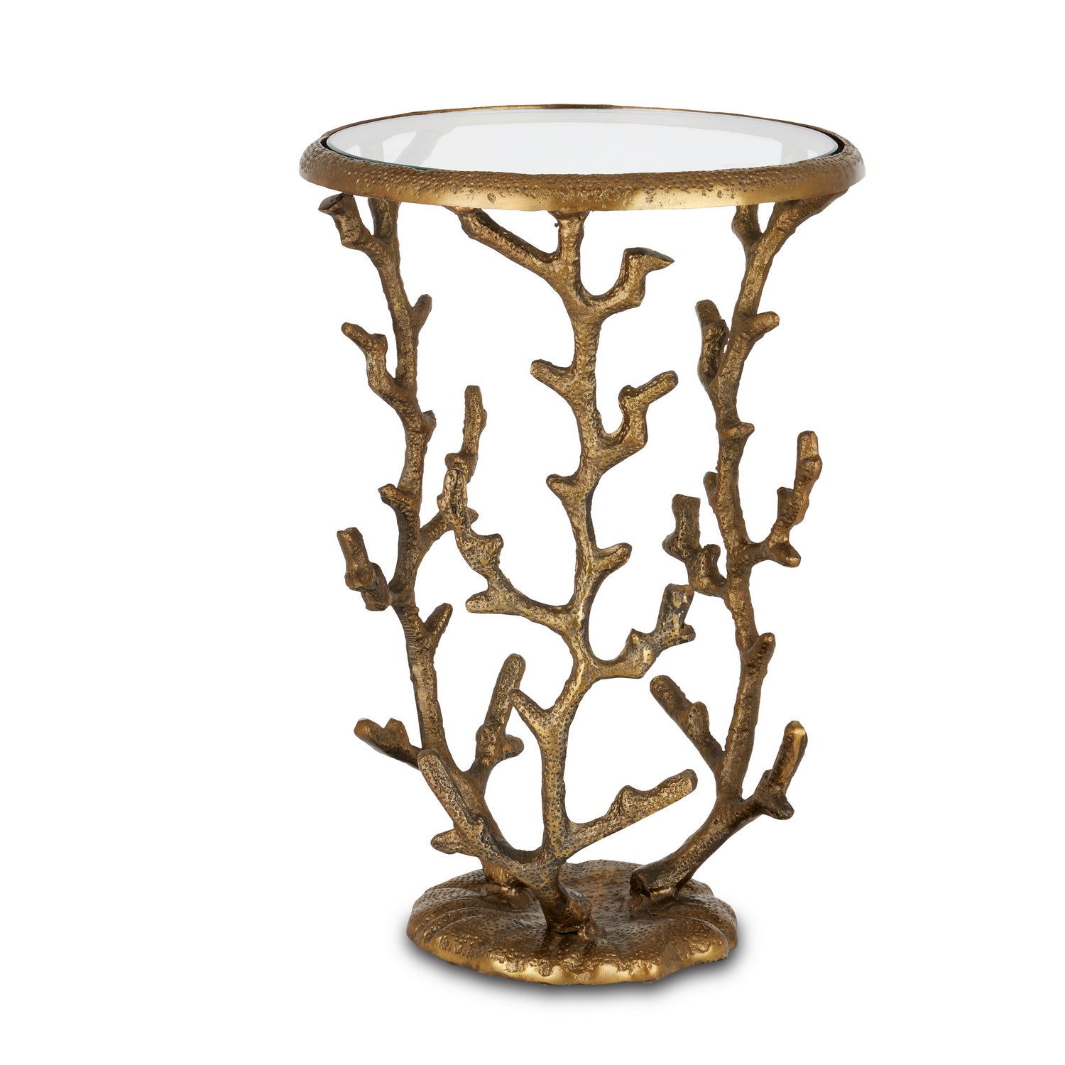 Currey and Company - 4000-0141 - Accent Table - Coral Brass Accent Table - Antique Brass