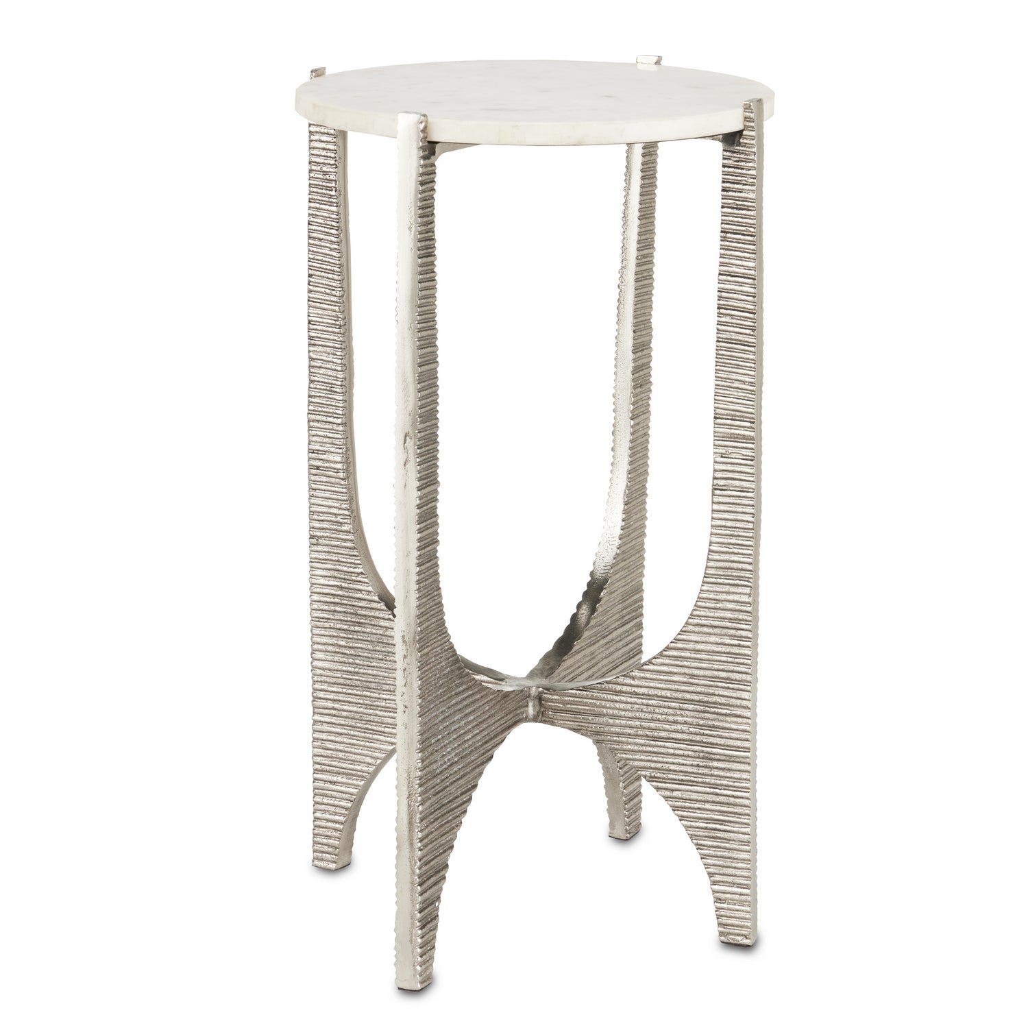 Currey and Company - 4000-0142 - Accent Table - Micha Marble Accent Table - Antique Nickel/White