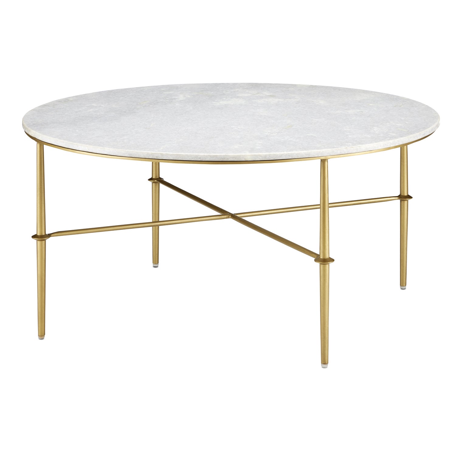 Currey and Company - 4000-0145 - Cocktail Table - Kira Collection - White/Antique Brass