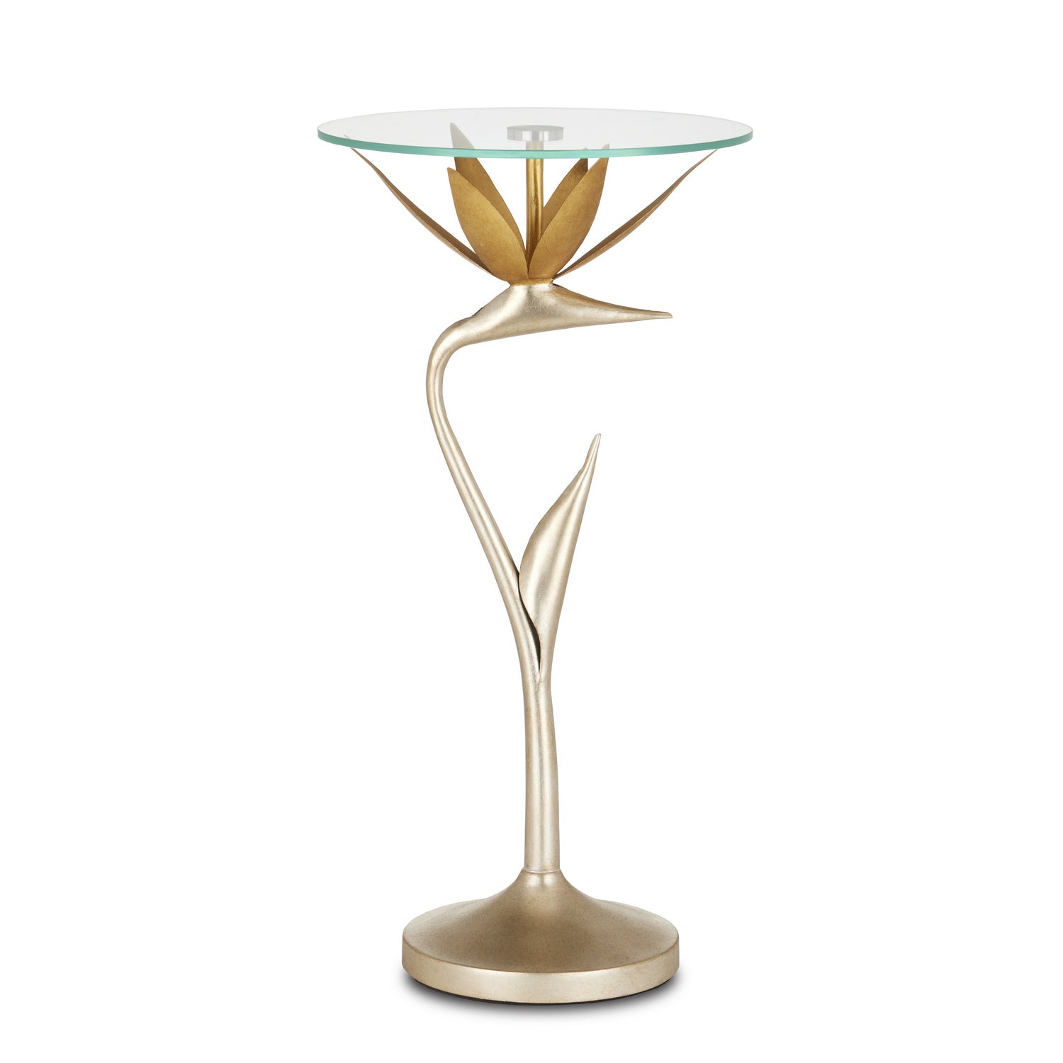 Currey and Company - 4000-0147 - Accent Table - Paradiso Collection - Contemporary Silver Leaf/Contemporary Gold Leaf