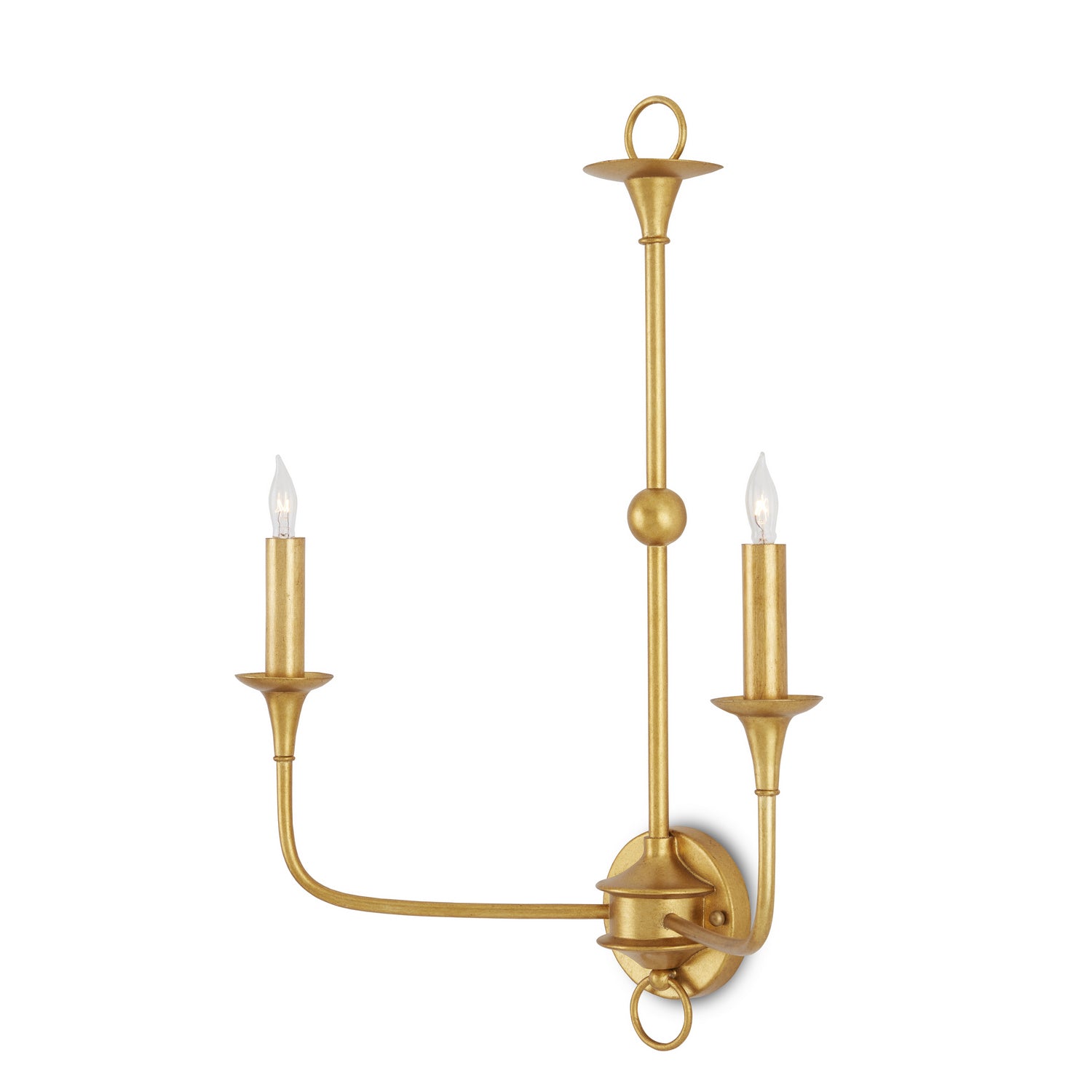 Currey and Company - 5000-0214 - Two Light Wall Sconce - Nottaway Collection - Contemporary Gold Leaf