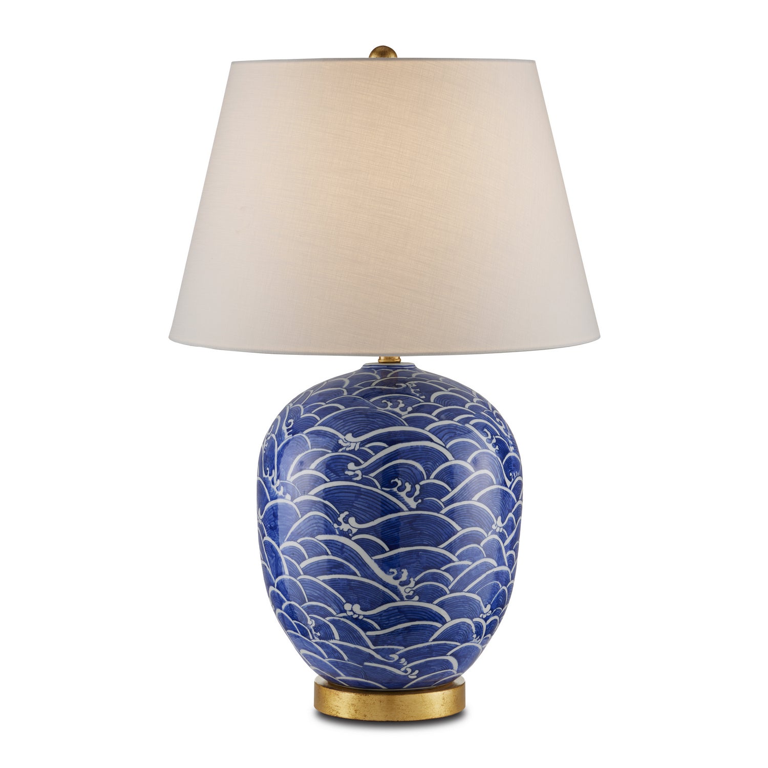 Currey and Company - 6000-0842 - One Light Table Lamp - Nami Blue Table Lamp - Blue/White/Gold Leaf