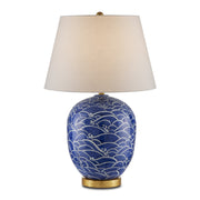 Currey and Company - 6000-0842 - One Light Table Lamp - Nami Blue Table Lamp - Blue/White/Gold Leaf