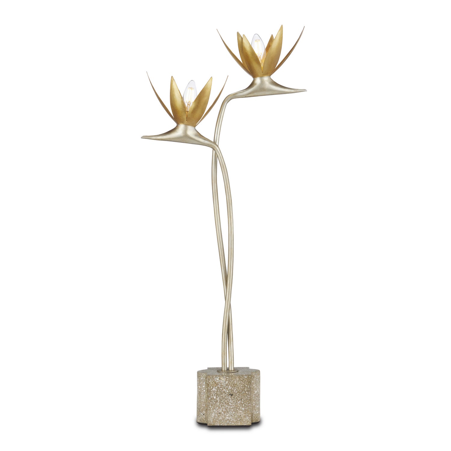 Currey and Company - 6000-0855 - Two Light Table Lamp - Paradiso Collection - Contemporary Silver Leaf/Contemporary Gold Leaf/Abalone Polished Concrete