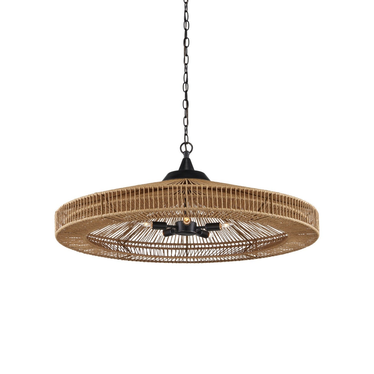 Currey and Company - 9000-0921 - Five Light Chandelier - Maldives Chandelier - Natural/Satin Black