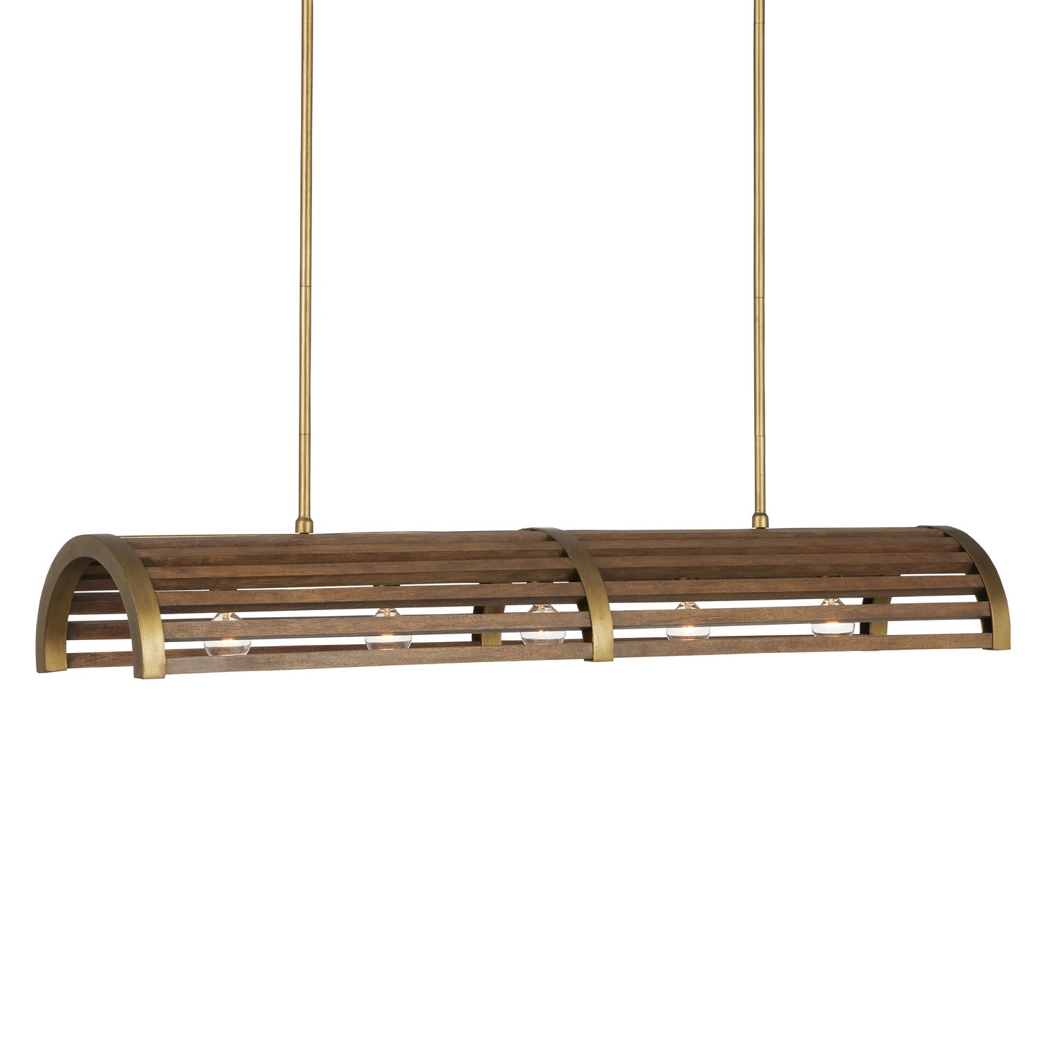 Currey and Company - 9000-0967 - Five Light Chandelier - Woodbine Chestnut Rectangular Chandelier - Chestnut/Brass