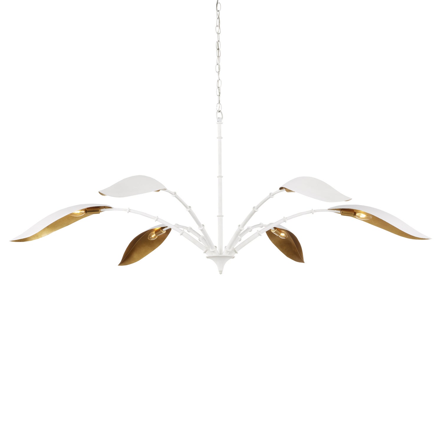 Currey and Company - 9000-0974 - Six Light Chandelier - Yuriko Collection - Gesso White/Contemporary Gold Leaf