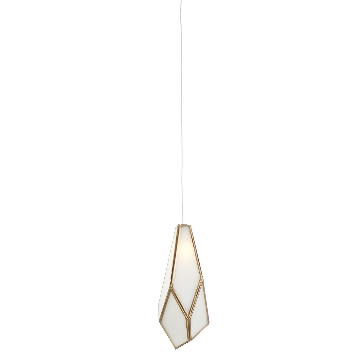 Currey and Company - 9000-1033 - One Light Pendant - Glace Collection - White/Antique Brass