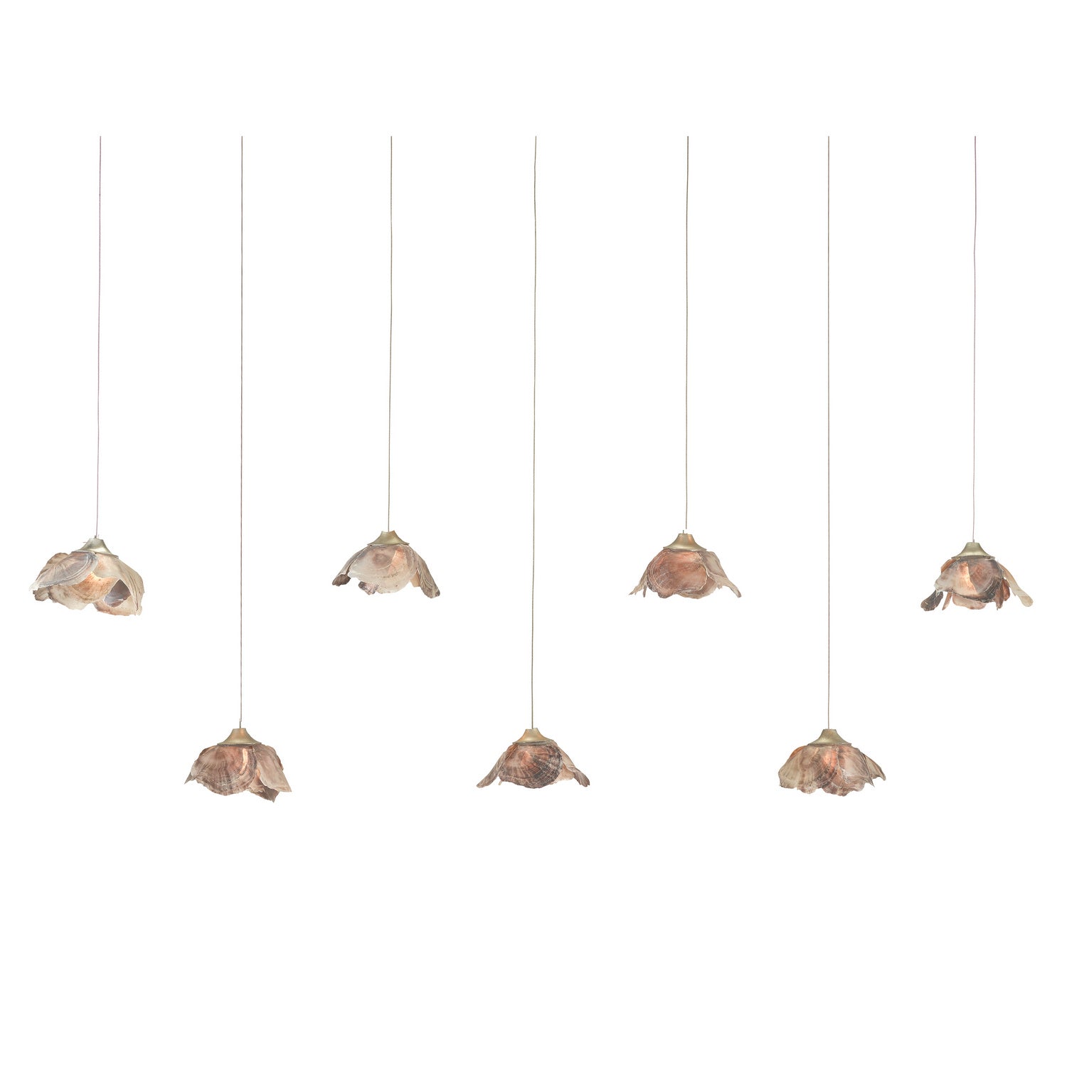Currey and Company - 9000-1055 - Seven Light Pendant - Catrice Collection - Natural Shell/Contemporary Silver Leaf