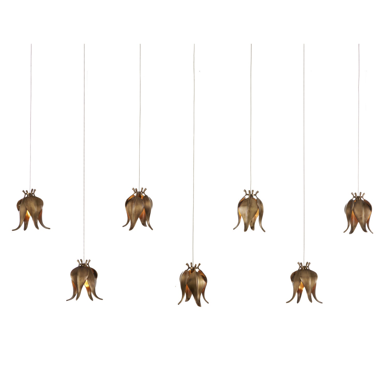 Currey and Company - 9000-1070 - Seven Light Pendant - Iota Collection - Antique Brass