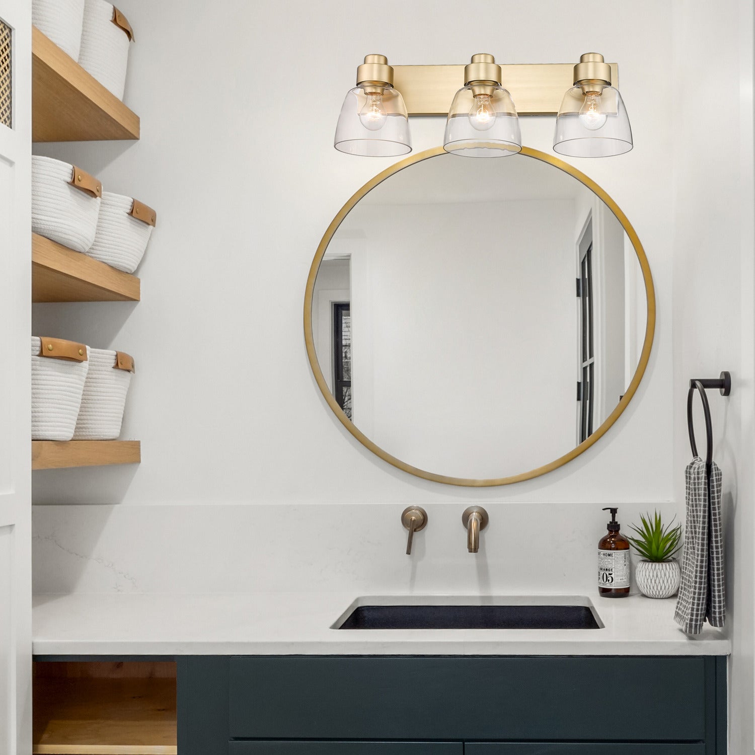 Golden - 0314-BA3 BCB-CLR - Three Light Bath Vanity - Remy - Brushed Champagne Brass