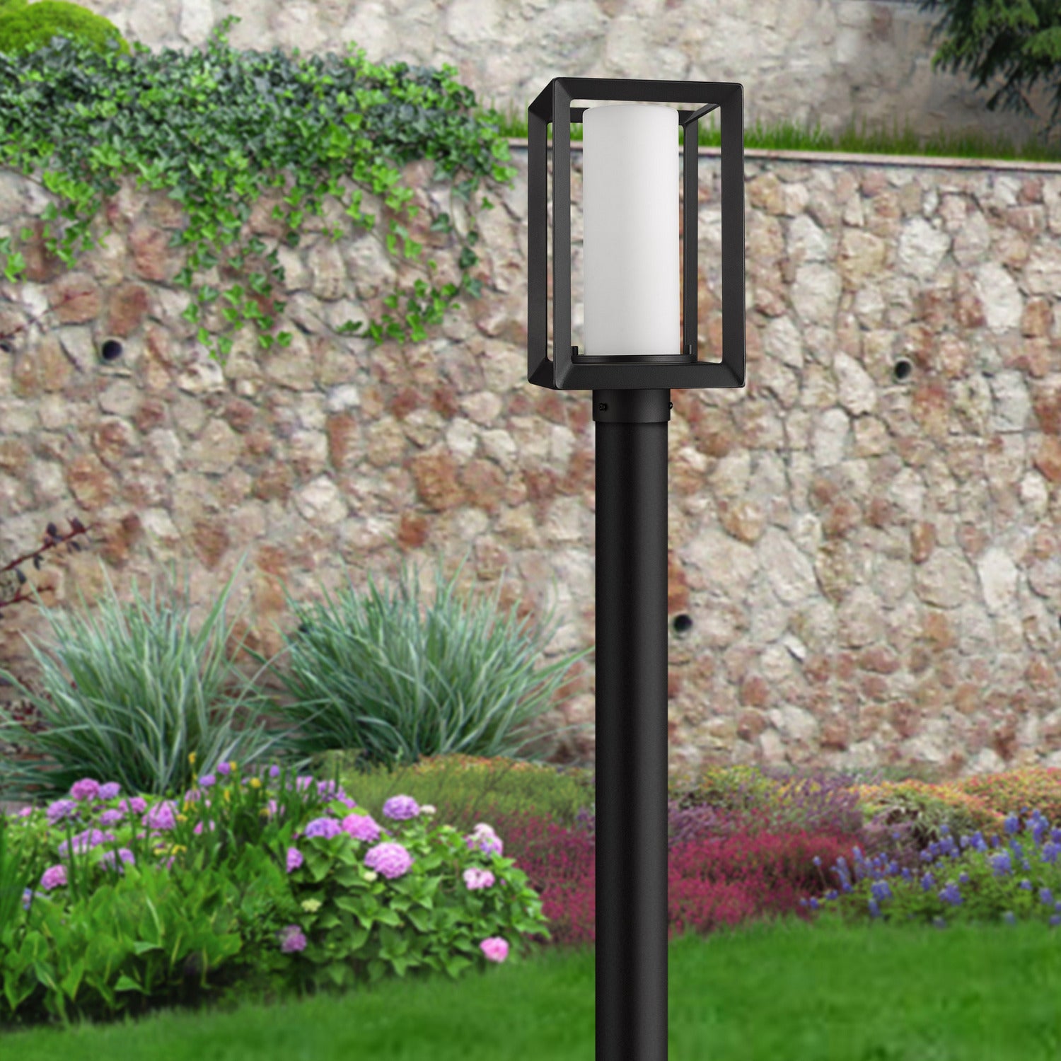 Golden - 2073-OPST NB-OP - One Light Outdoor Post Mount - Smyth - Natural Black