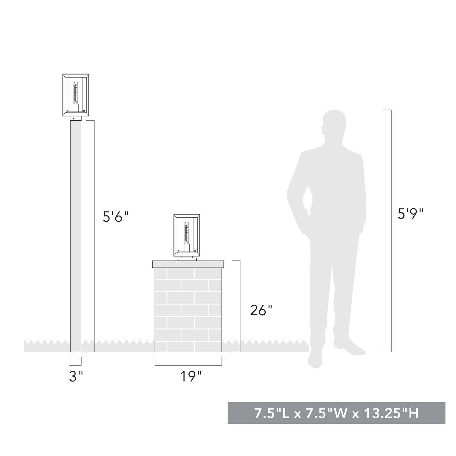 Golden - 2073-OPST NB-OP - One Light Outdoor Post Mount - Smyth - Natural Black
