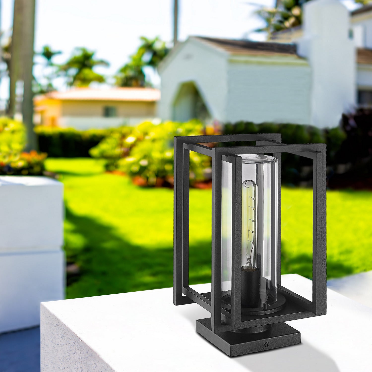 Golden - 6071-OPR NB-CLR - One Light Outdoor Pier Mount - Tribeca - Natural Black