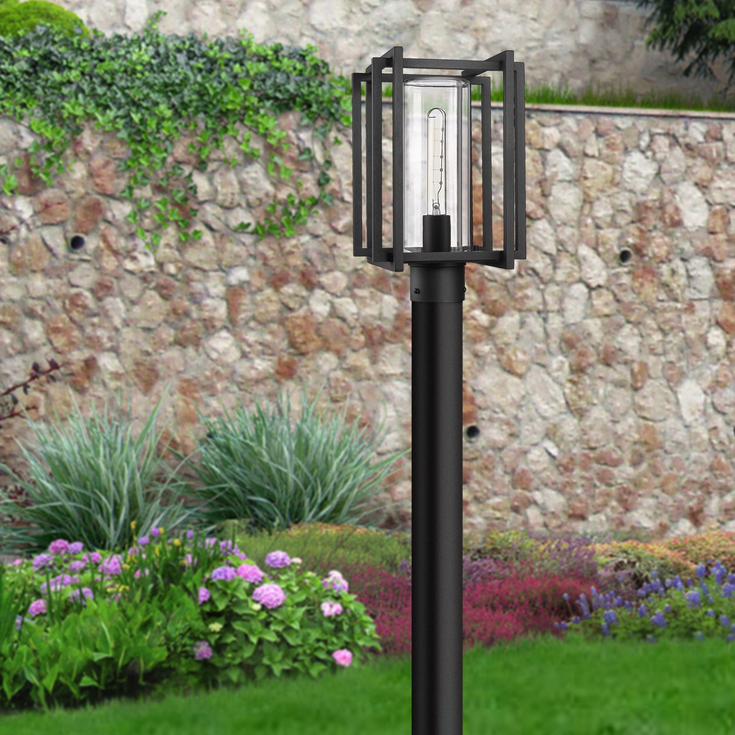 Golden - 6071-OPST NB-CLR - One Light Outdoor Post Mount - Tribeca - Natural Black