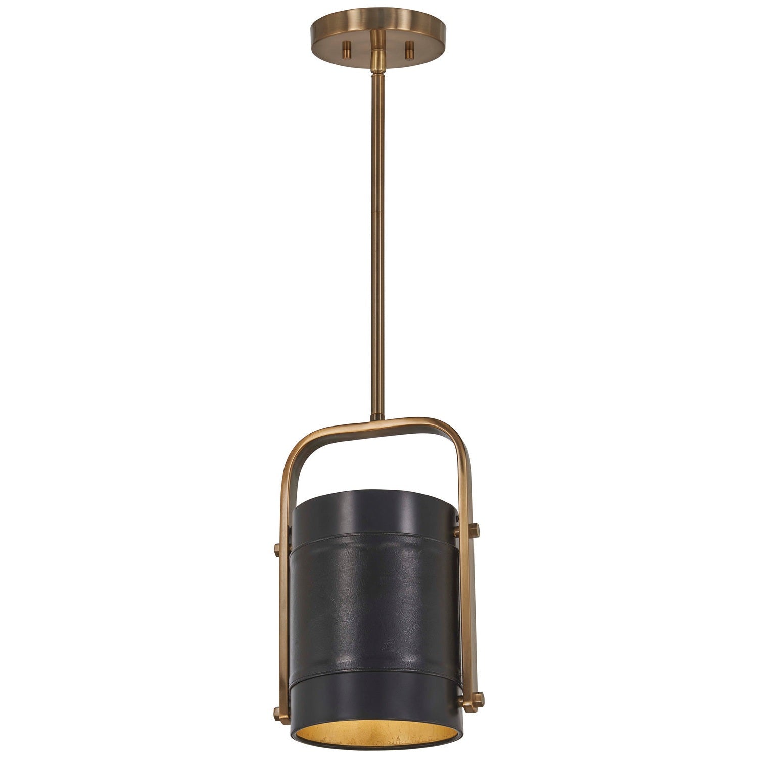 Metropolitan - N6691-857 - One Light Mini Pendant - Contrast - Black Leather on outside