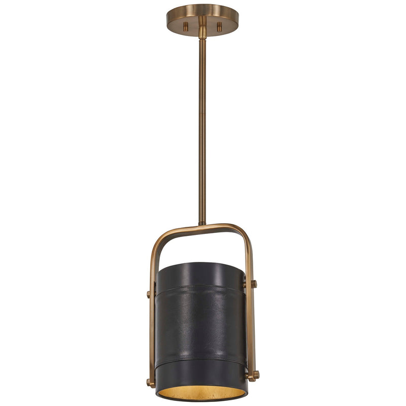 Metropolitan - N6691-857 - One Light Mini Pendant - Contrast - Black Leather on outside