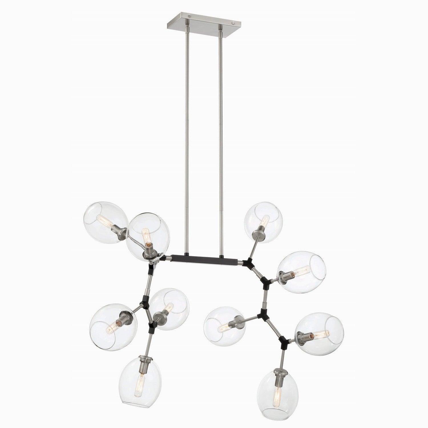 George Kovacs - P1360-619 - Ten Light Chandelier - Nexpo - Brushed Nickel W/Black Accents