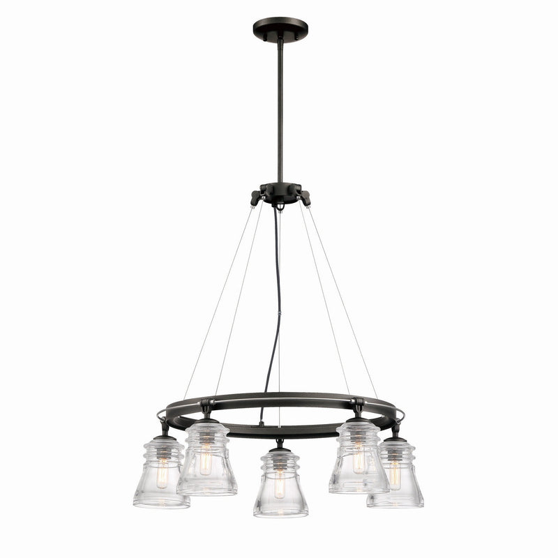 Minka-Lavery - 2736-709 - Five Light Chandelier - Graham Avenue - Smoked Iron And Brushed Nickel