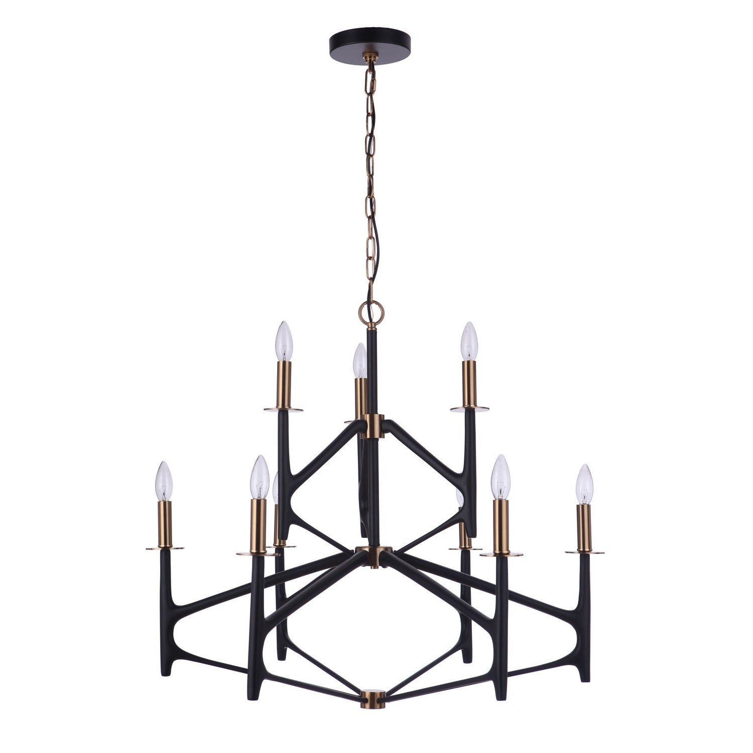 Craftmade - 55529-FBSB - Nine Light Chandelier - The Reserve - Flat Black/Satin Brass
