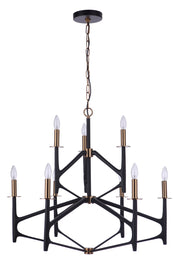 Craftmade - 55529-FBSB - Nine Light Chandelier - The Reserve - Flat Black/Satin Brass