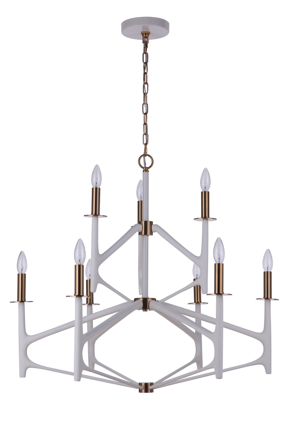 Craftmade - 55529-MWWSB - Nine Light Chandelier - The Reserve - Matte White / Satin Brass