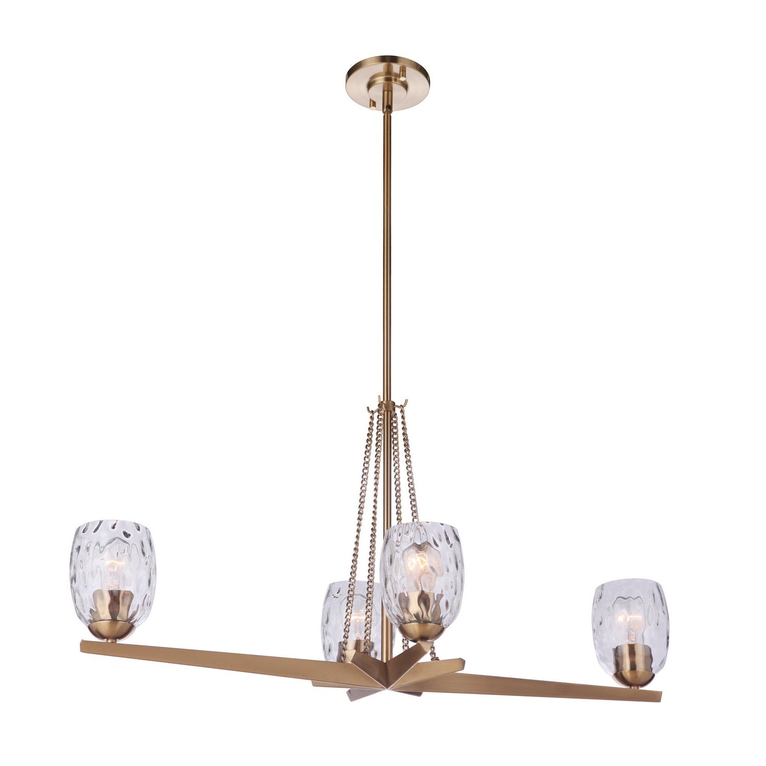 Craftmade - 57374-SB - Four Light Island Linear Chandelier - Guiding Star - Satin Brass
