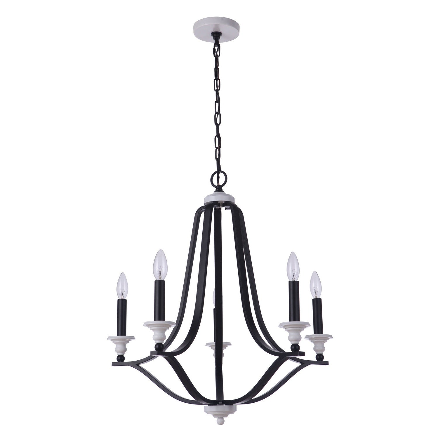 Craftmade - 57625-FBMWW - Five Light Chandelier - Esme - Flat Black / Matte White