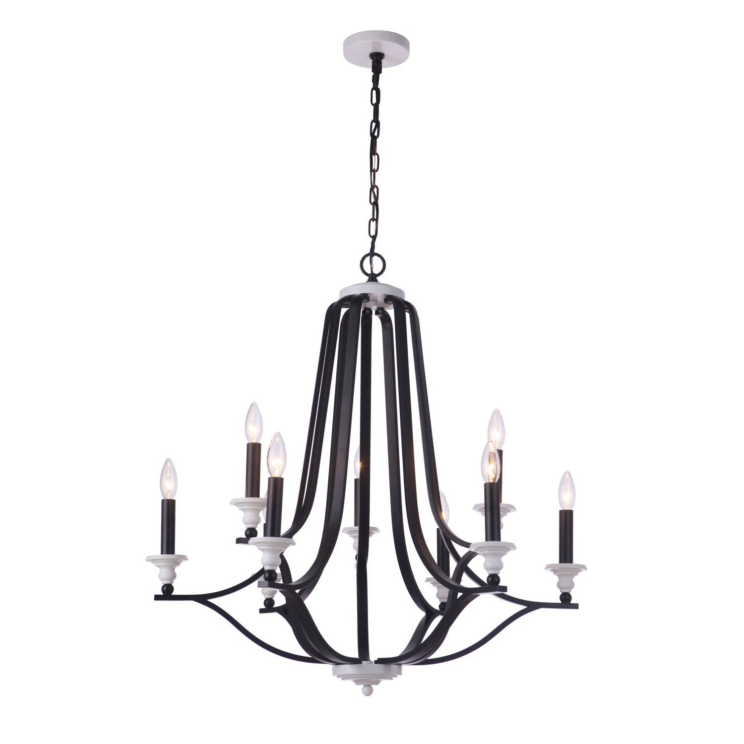 Craftmade - 57629-FBMWW - Nine Light Chandelier - Esme - Flat Black / Matte White