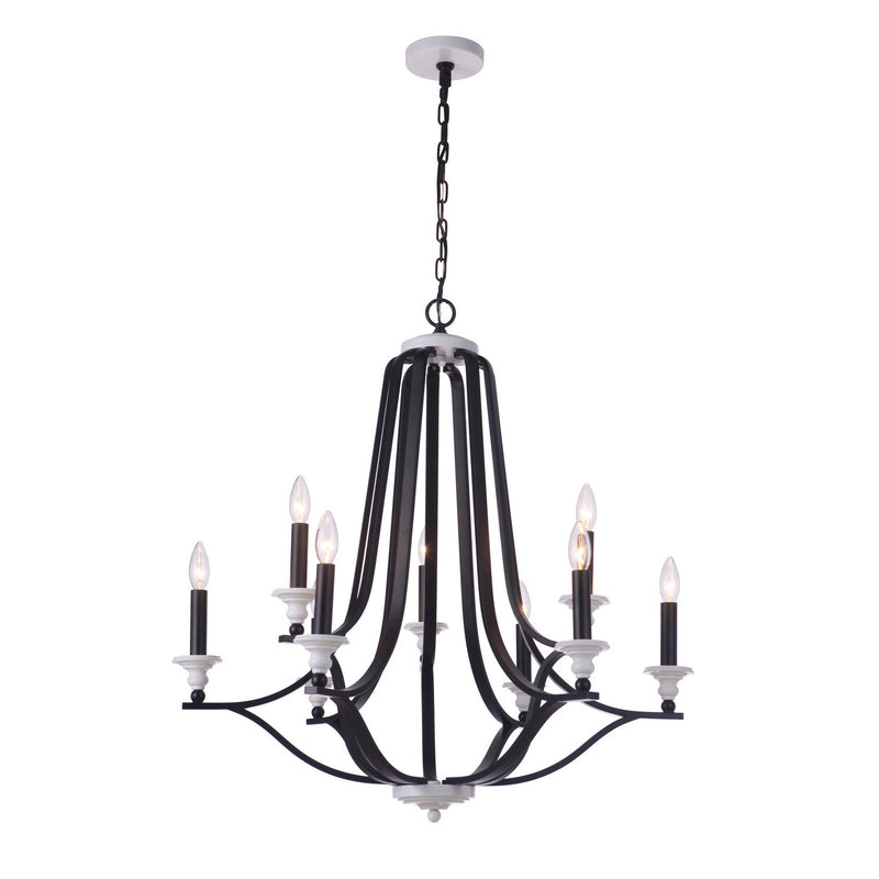 Craftmade - 57629-FBMWW - Nine Light Chandelier - Esme - Flat Black / Matte White