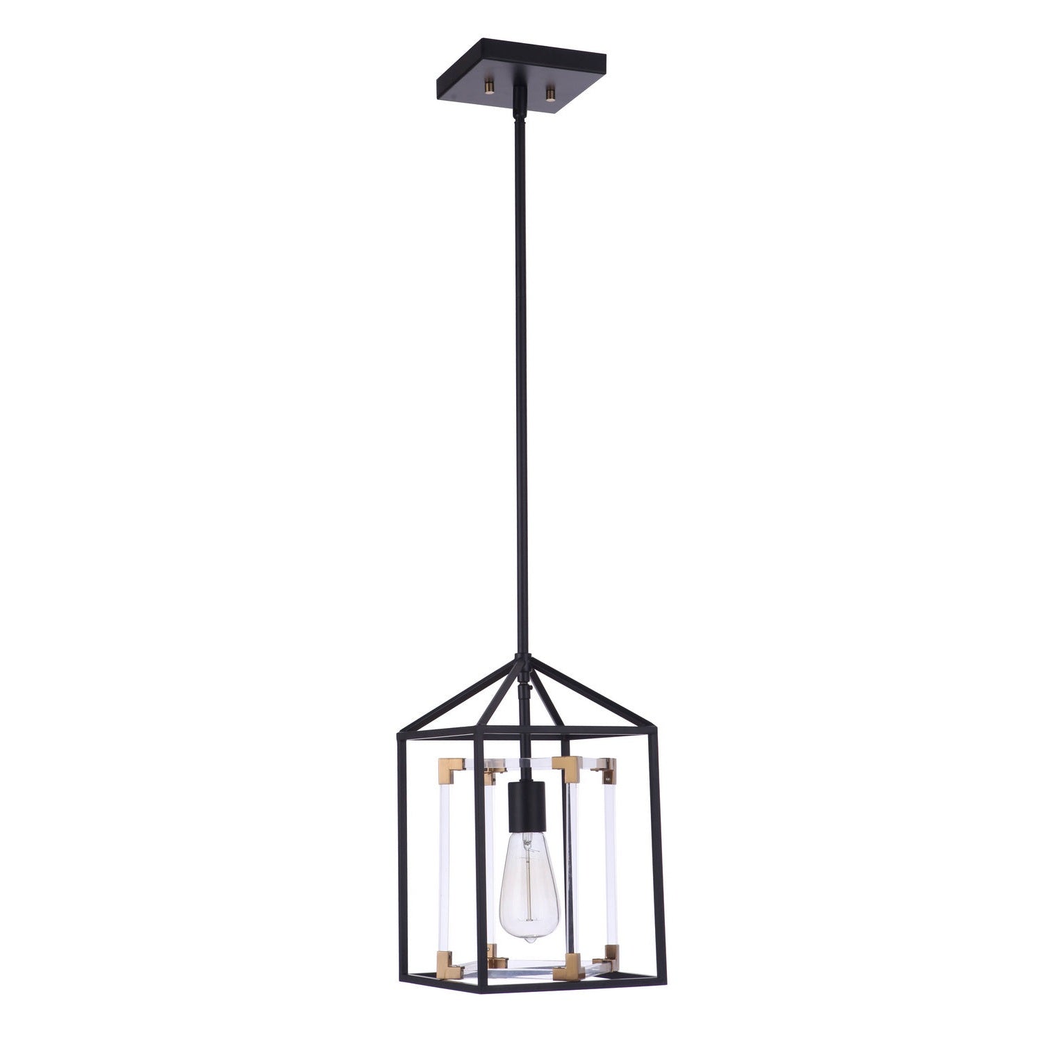 Craftmade - P985FBSB1 - One Light Pendant - Aaron - Flat Black/Satin Brass