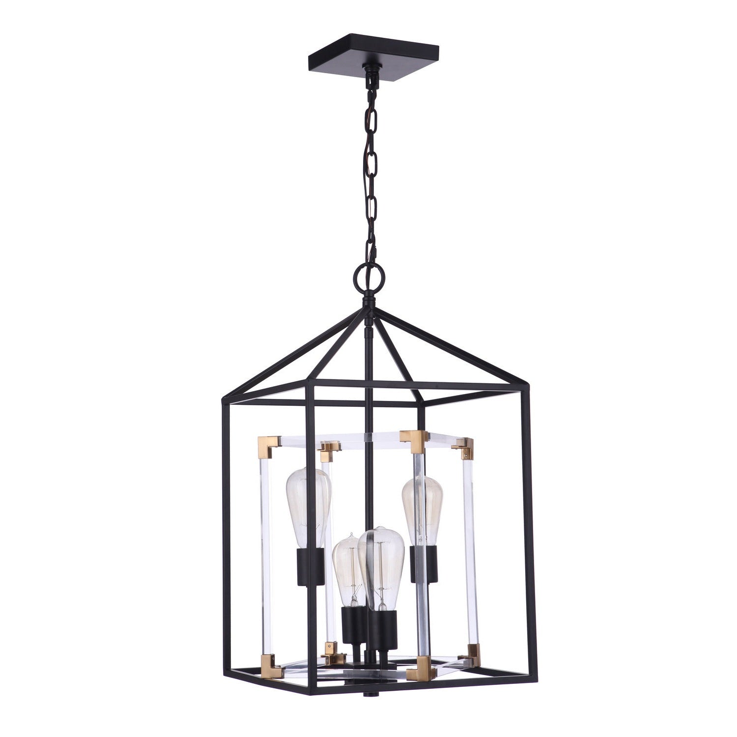 Craftmade - P986FBSB4 - Four Light Foyer Pendant - Aaron - Flat Black/Satin Brass