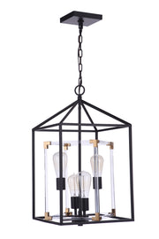 Craftmade - P986FBSB4 - Four Light Foyer Pendant - Aaron - Flat Black/Satin Brass