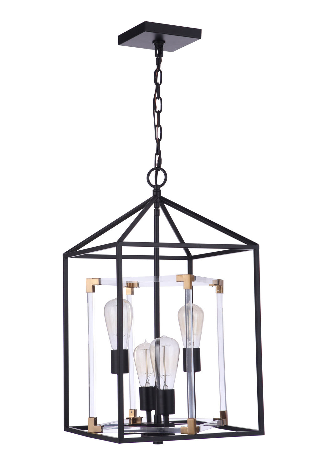 Craftmade - P986FBSB4 - Four Light Foyer Pendant - Aaron - Flat Black/Satin Brass